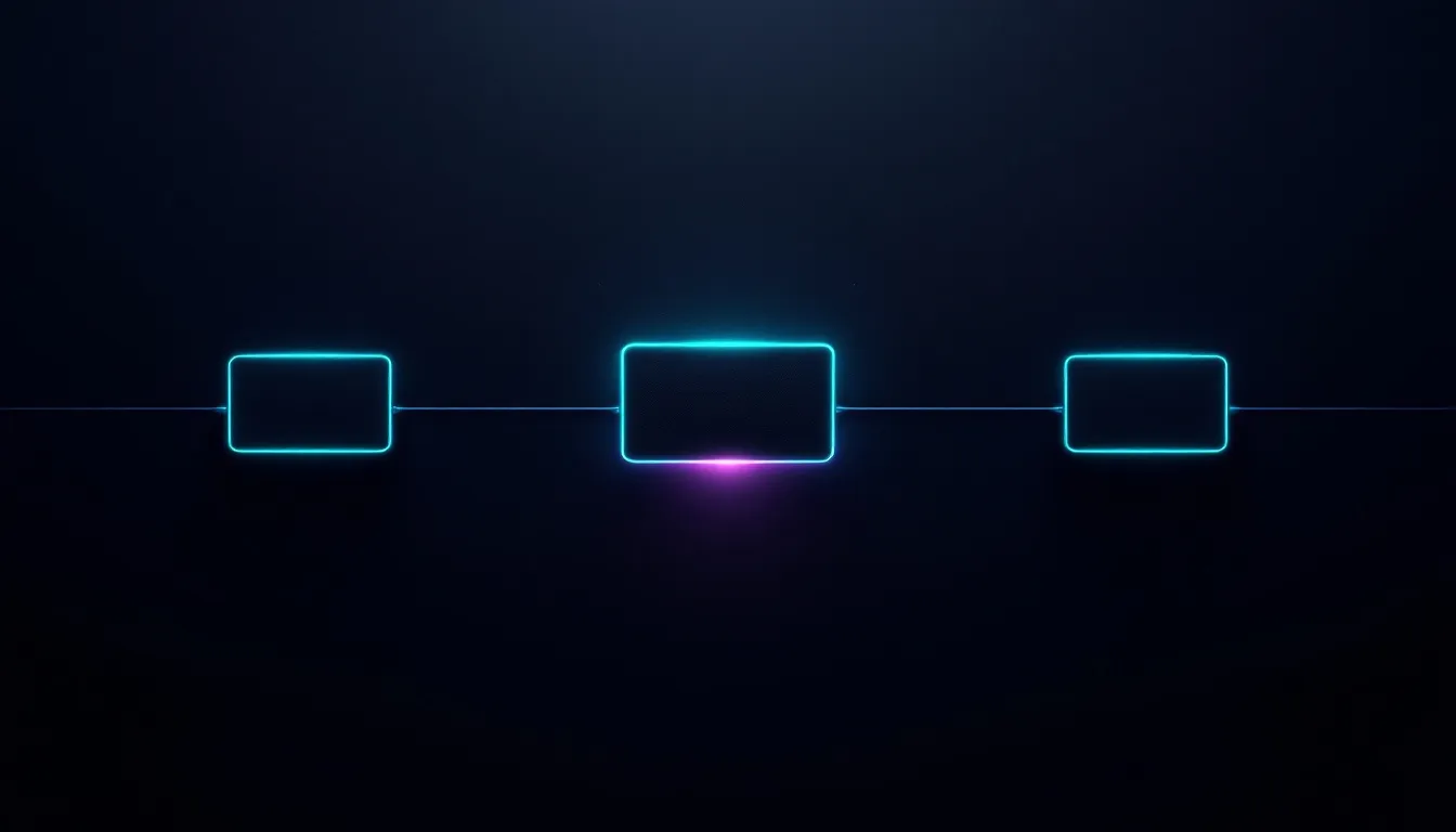 Abstract diagram of glowing teal nodes connected by thin lines on a near-black background, representing an automated content marketing pipeline running on its own
