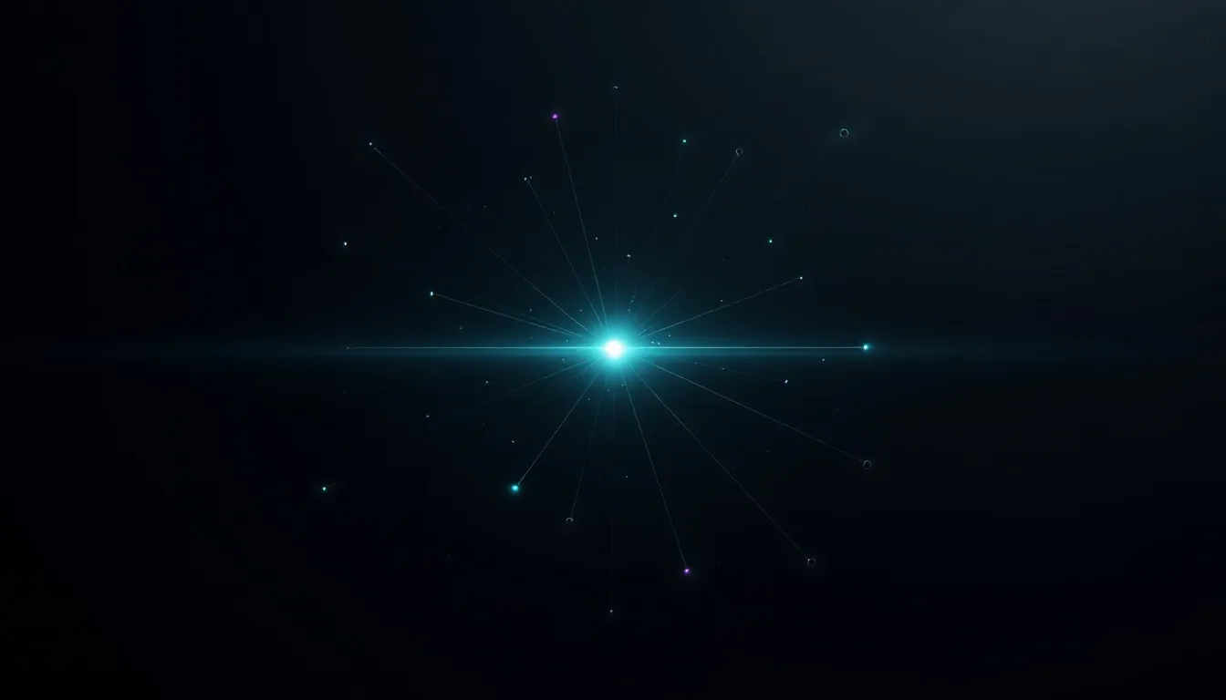Abstract teal node network on dark background representing a solo founder's focused go-to-market strategy path