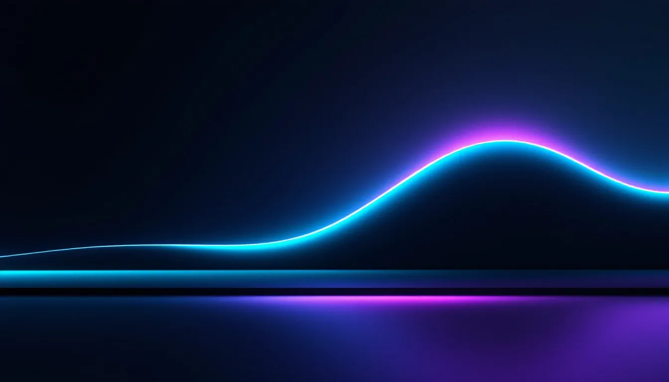 Abstract teal growth curve on dark background illustrating how SEO traffic compounds slowly then steeply over a 12-month timeline