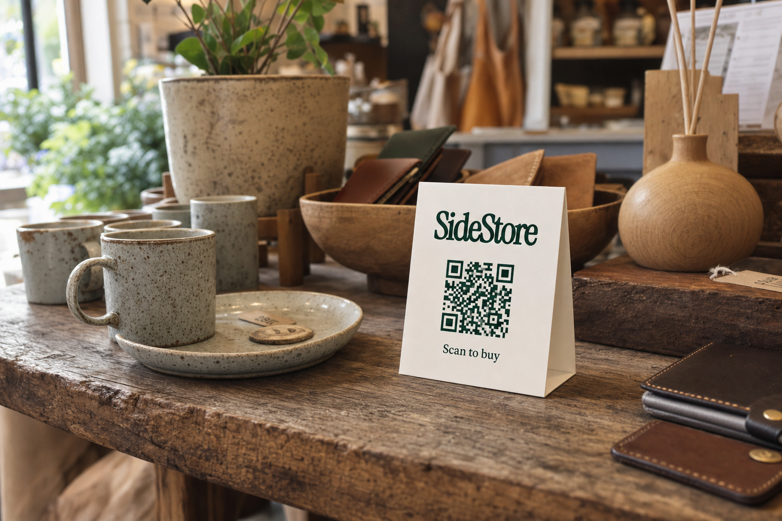 A white tent card printed with