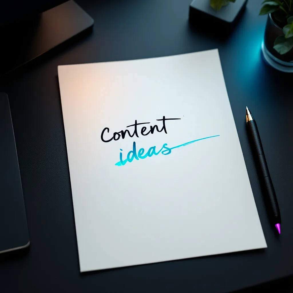A white sheet of paper on a dark desk displays