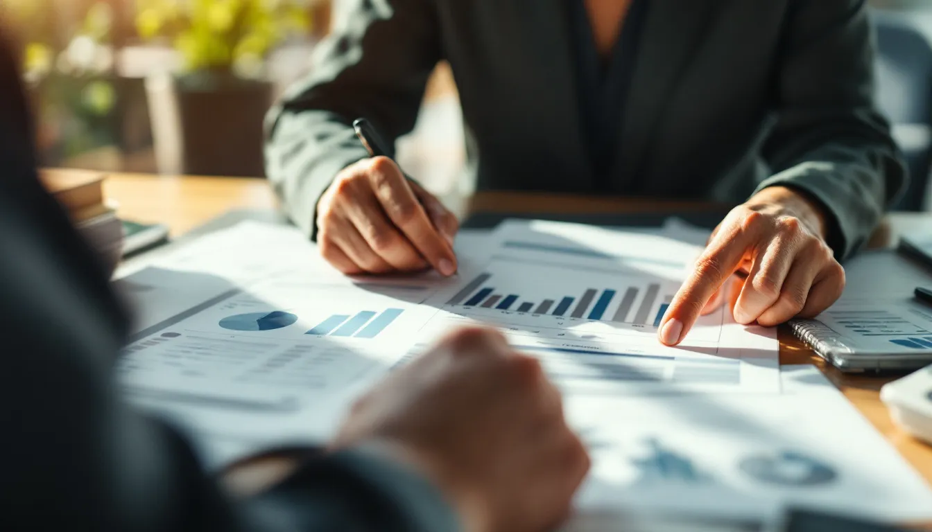 Woman reviewing annuity financial documents with advisor guidance