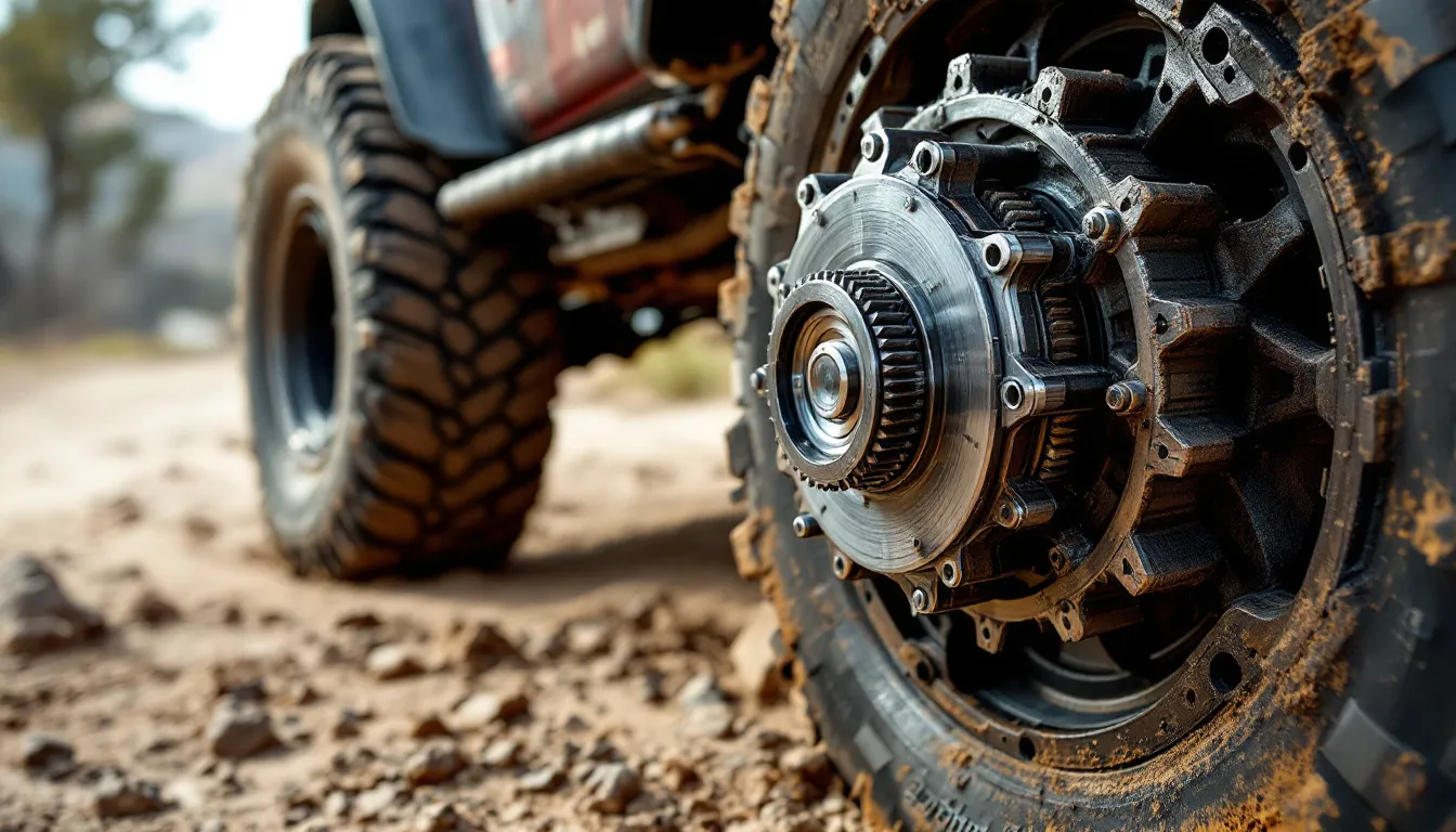 Jeep JK differential housing showing ring and pinion gears with 33-inch tire for gear ratio comparison