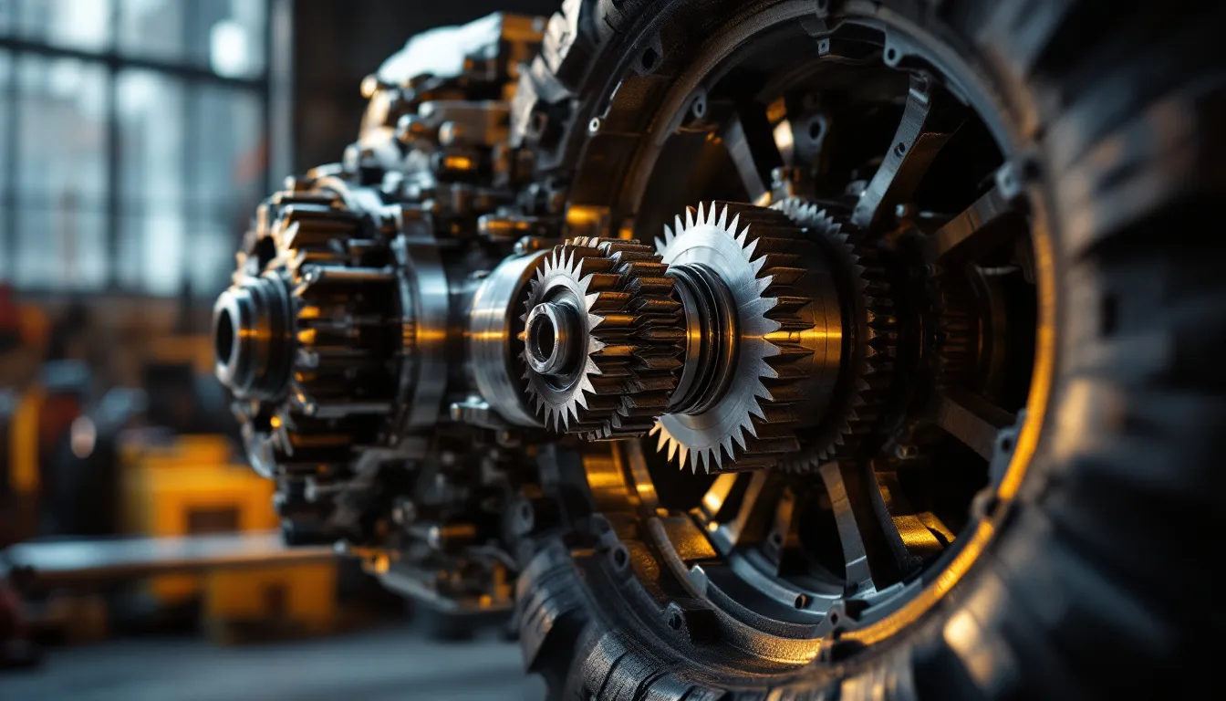 Jeep JK Dana 44 differential with ring and pinion gears visible next to 37-inch tire in workshop setting