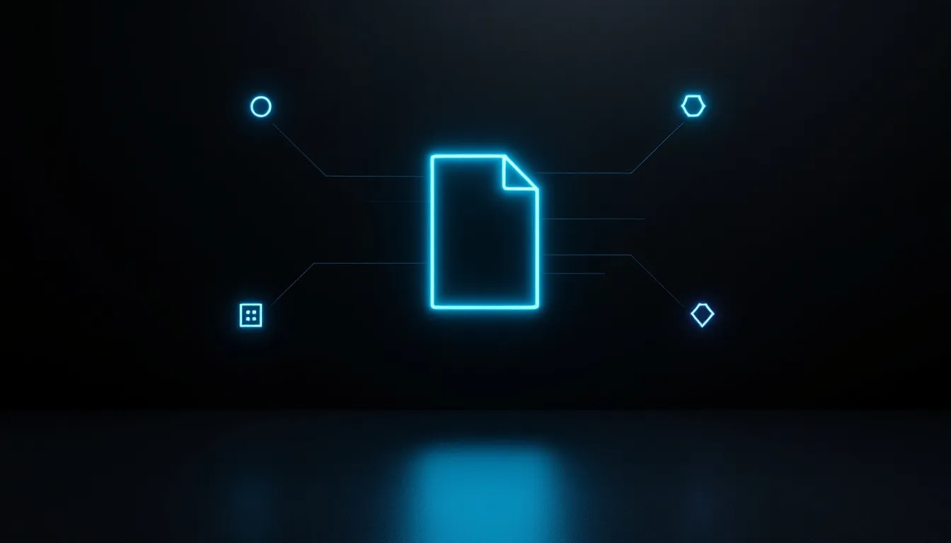 Abstract diagram showing a central glowing document shape with five teal lines radiating outward to geometric icons, representing a single blog post being repurposed into multiple content formats