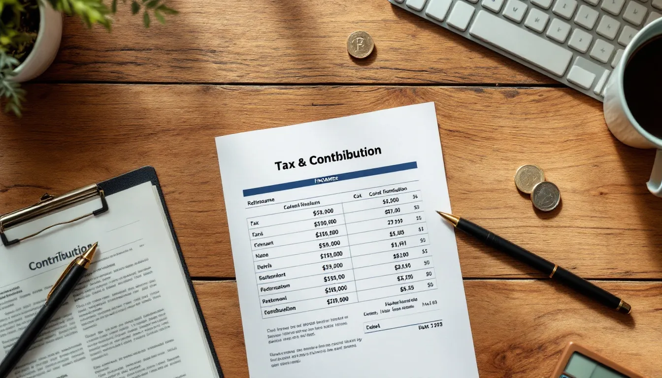 Retirement annuity certificate document with calculator and pen on a wooden desk, representing South African tax return preparation
