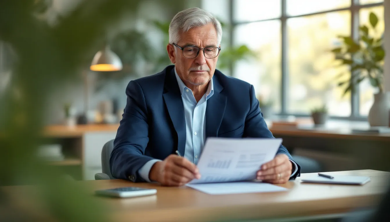 South African investor reviewing an offshore unit trust portfolio statement at a professional desk