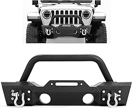 ECOTRIC Stubby Front Bumper Compatible With 2007-2024 Jeep Wrangler JK with fog light housing and D-rings