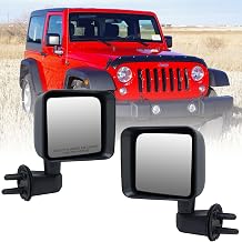 Driver&Passenger Side Mirror Compatible with Jeep Wrangler 2007-2017 Black | 1 Pair Set Manual Foldi